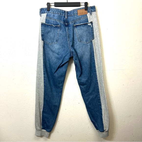 Desigual Embroidered Jogger Jeans Sweatpants Flowers LOVE Size L - Picture 3 of 16